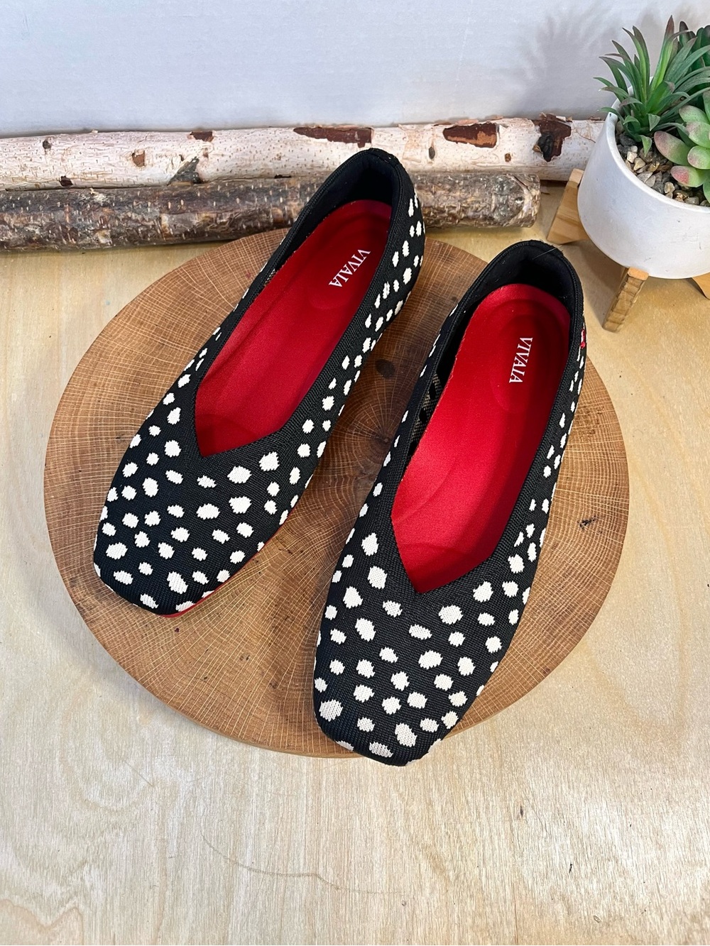 VIVAIA Margot 2.0 Flats – Polka Dot – Square Toe – Women's Size 8.5